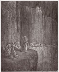 The Divine Comedy (La Divina Commedia, La Divine Comedie), Purgatorio, Canto 13: Sapia rensar sitt skyldiga liv - av Dante Alighieri (1265-1321) - Illustration av Gustave Dore (1832-1883) av Gustave Dore