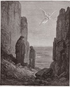 The Divine Comedy (La Divina Commedia, La Divine Comedie), Purgatorio, Canto 19: Poeterna stiger upp till den femte cirkeln - av Dante Alighieri (1265-1321) - Illustration av Gustave Dore (1832-1883) av Gustave Dore