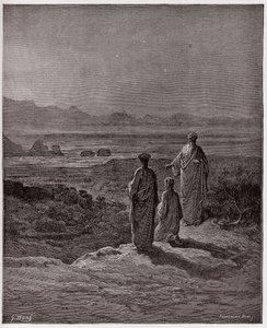 The Divine Comedy (La Divina Commedia, La Divine Comedie), Purgatorio, Canto 1: Dante knäböjer framför Statius - av Dante Alighieri (1265-1321) - Illustration av Gustave Dore (1832-1883) av Gustave Dore
