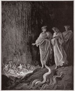 Den gudomliga komedin (La Divina Commedia, La Divine Comedie), Purgatorio, Canto 25: Poeterna i den sjunde cirkeln - av Dante Alighieri (1265-1321) - Illustration av Gustave Dore (1832-1883) av Gustave Dore