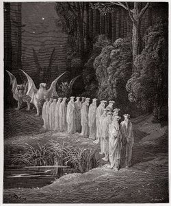 The Divine Comedy (La Divina Commedia, La Divine Comedie), Purgatorio, Canto 29: De 24 äldste i den apokalyptiska processionen - av Dante Alighieri (1265-1321) - Illustration av Gustave Dore (1832-1883) av Gustave Dore