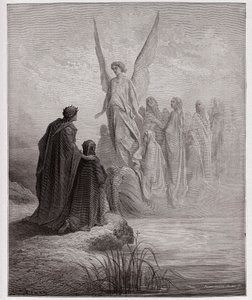 The Divine Comedy (La Divina Commedia, La Divine Comedie), Purgatorio, Canto 2: Den himmelska piloten landar båten - av Dante Alighieri (1265-1321) - Illustration av Gustave Dore (1832-1883) av Gustave Dore