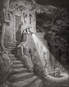 The Dwelling of the Ogre, graverad av Heliodore Joseph Pisan (1822-90) c.1868 av Gustave Dore