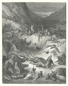 La Fontaines fabler: Djuren som är sjuka i pest (gravyr) av Gustave Dore