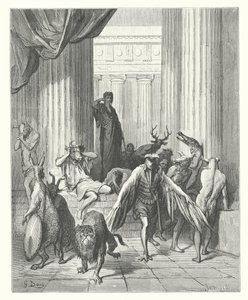 La Fontaines fabler: Ulysses följeslagare (gravyr) av Gustave Dore
