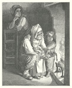 La Fontaines fabler: Landsmannen och ormen (gravyr) av Gustave Dore