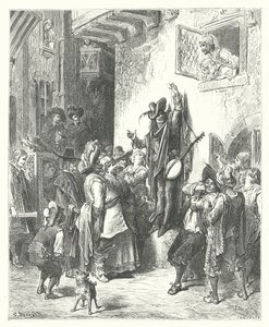 La Fontaines fabler: Galningen som sålde visdom (gravyr) av Gustave Dore