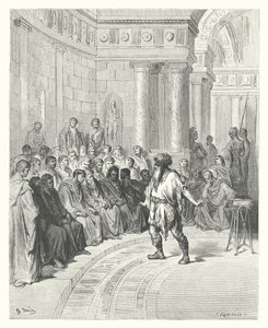 La Fontaines fabler: Bonden vid Donau (gravyr) av Gustave Dore