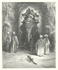 La Fontaines fabler: Råttan och elefanten (gravyr) av Gustave Dore