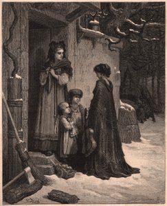 Gräshoppan och myran, illustration från fabeln av Jean de la Fontaine av Gustave Dore