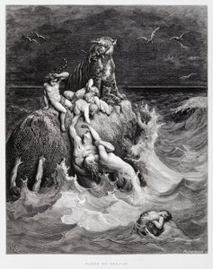 Den stora översvämningen, illustration från Dore-bibeln av Gustave Dore