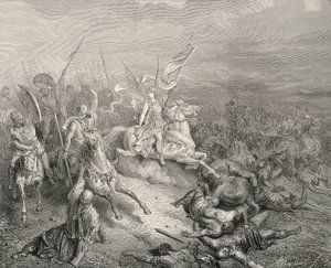 Den heliga Bibeln. 1866. Makkabeernas ängel. Gravyr av Gustave Dore