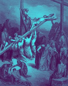 Uppförandet av korset - Bibeln av Gustave Dore