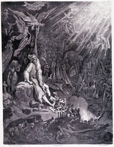 Den sista domen kommer att göra slut på din plåga... Tavla XII - Illustration av Gustave Dore (1832-1883), för La legende du jeif wandering av Pierre Dupont, upplaga Librairie du magasin picturesque, Paris 1862 av Gustave Dore
