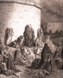 Folket sörjer över Jerusalem, av Gustave Doré. - Bibeln av Gustave Dore