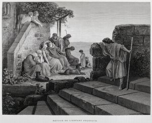 Den förlorade sonens återkomst, illustration från Dore-bibeln av Gustave Dore