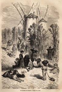 Kanalens tistlar, vid foten av de kvarnar som är kära för Don Quijote, med representation av en jäst, en hundras som är mycket frekvent i regionen (figuren av galgokorredoren som alltid svälter i Don Quijote) och en skara tiggare barn, sant s av Gustave Dore