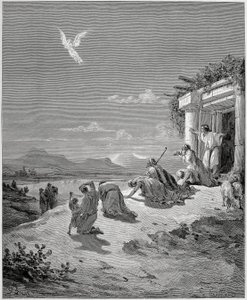 Tobias familj ser ängeln Rafael försvinna av Gustave Dore