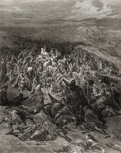 Tvåhundra riddare attackerar tjugotusen saracener, illustration från 