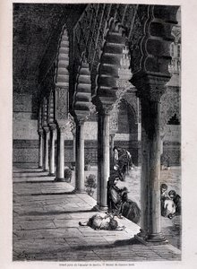 Utsikt över den stora uteplatsen på Alcazar i Sevilla - av Doré, i "" Tour du Monde"", 2:a sem. 1866. av Gustave Dore