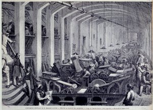 Vy över tryckmaskinsgalleriet av Charles Lahure Gravyr av Gustave Dore (1832-1883) från "" L