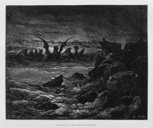 Profeten Daniels vision, illustration från Dore-bibeln av Gustave Dore