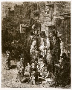 Wentworth Street - Whitechapel, från "London, a Pilgrimage", skriven av William Blanchard Jerrold (1826-84) & graverad av A. Bertrand, pub. 1872 (gravyr) av Gustave Dore