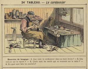 The Shoemaker (färg litho) av Gustave Fraipont