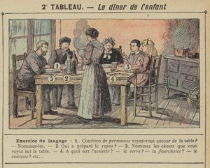 Barnets middag (färg litho) av Gustave Fraipont