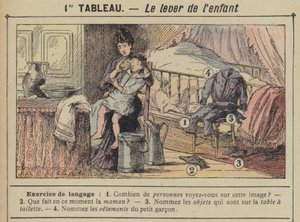 Barnets uppkomst (färg litho) av Gustave Fraipont