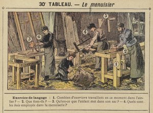 Snickaren (färg litho) av Gustave Fraipont