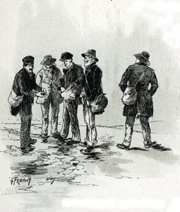 Gatuhandlare med cigarr- och cigaretttips, Maubert-distriktet, Paris Teckning av Gustave Fraipont (1849-1923) hämtar från "La seine a travers Paris" av Saint-Juirs