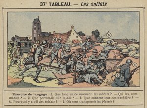 Soldaterna (färg litho) av Gustave Fraipont