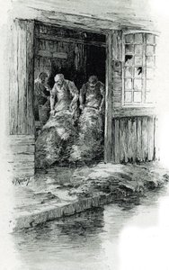 Megissiers de la rue des gobelins i Paris (Garvare som arbetar med läder och djurskinn i rue des Gobelins, Paris) Teckning av Gustave Frainpont (1849-1923) hämtar från "La seine a travers Paris" av Saint-Juirs av Gustave Fraipont