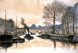 Paris, floden Seine och Pont Neuf av Gustave Fraipont
