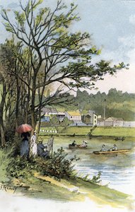 Söndagsvagnar på noten i Bas-Meudon (Meudon-sur-Seine) Teckning av Gustave Fraipont (1849-1923) från Saint-Juirs