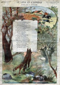 Vargen och Lammet. Fabler av Jean de La Fontaine (1621-95). Illustration av Gustave Fraipont (1849 -1923). Privat samling.