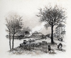 Vy över Ivry sur Seine (Ivry-sur-Seine) Teckning av Gustave Fraipont (1849-1923) från Saint-Juirs av Gustave Fraipont