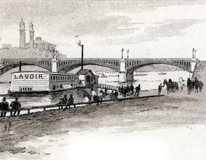 Utsikt över Grenellebron i Paris Teckning av Gustave Fraipont (1849-1923) från Saint-Juirs av Gustave Fraipont