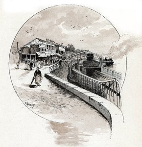 Utsikt över Point du Jour-distriktet, Boulogne Billancourt (Utsikt över Point du Jour-distriktet, Boulogne-Billancourt) Teckning av Gustave Fraipont (1849-1923) från Saint-Juirs av Gustave Fraipont