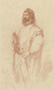 Stående man med staty av Gustave François Morin