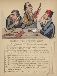Bill för musikinstrument för operans orkester (färg litho) av Gustave Frison