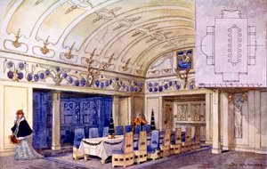 Tysk matsal, början av 1900-talet (wc på papper) av Gustave Halmhuber