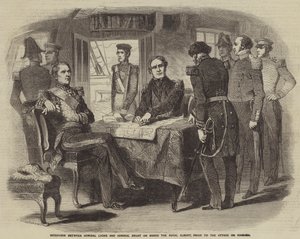 Intervju mellan amiral Lyons och amiral Bruat ombord på Royal Albert, innan attacken mot Kinburn av Gustave Janet
