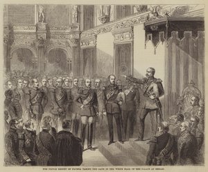 Preussens prinsregent avlägger eden i den vita salen i palatset i Berlin. av Gustave Janet