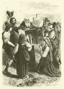 Utställaren av reliker, Italien (gravyr) av Gustave Janet