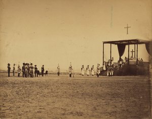 [Militär mässa vid Camp de Chalons i kejsarens närvaro (Le messe militaire..Camp de Chalons...presence de l