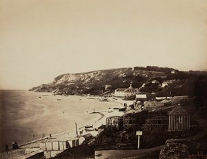 Stranden i Sainte-Adresse, med Dumont-baden, 185657. av Gustave Le Gray