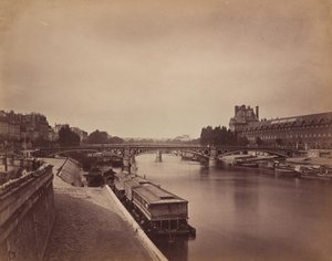 Pont du Carrousel, Paris: Utsikt mot väster från Pont des Arts, 1856-1858. av Gustave Le Gray