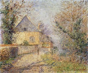 Hus på stranden av L "Eure, Louviers; Maisons au Bord de L" Eure, Louviers, 1902 av Gustave Loiseau
